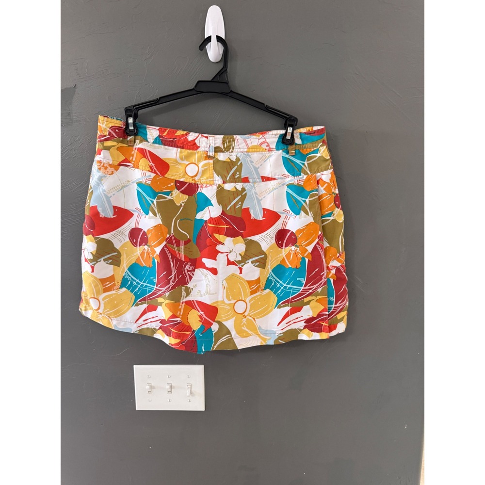 Aventura Clothing Sportif Womens Floral Skort Size 14 Tropical Orange Teal Mini - Picture 4 of 9
